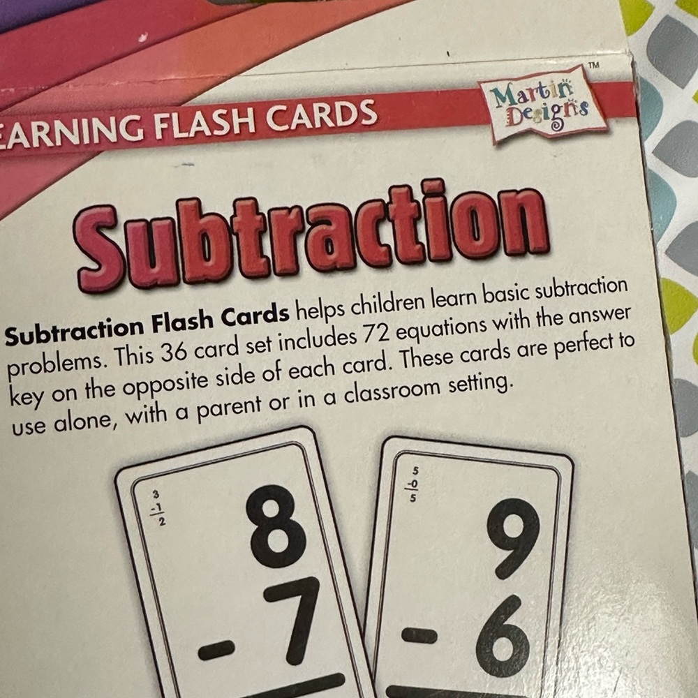 Subtraction Learning Flash Cards & Addition Flashcards by Martin Designs - Picture 4 of 4